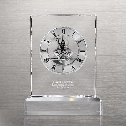 Executive Crystal Skeleton Clock - Silver